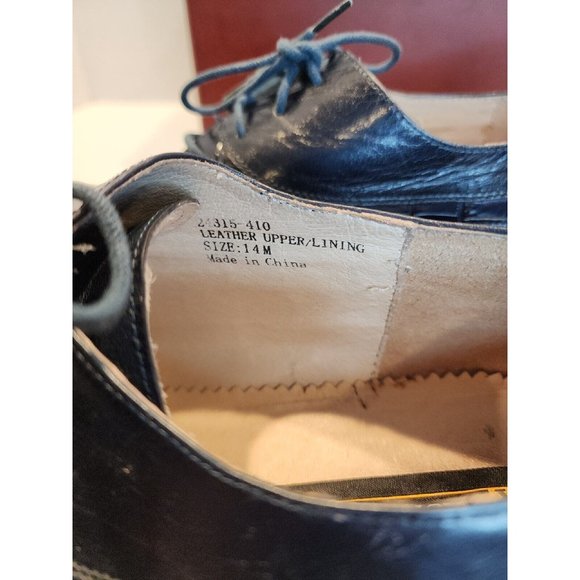 MENS SZ 14 M STACY ADAMS DRESS SHOE FAUX ALIGATOR PRINT BLUE SQ TOE LEATHER SOLE